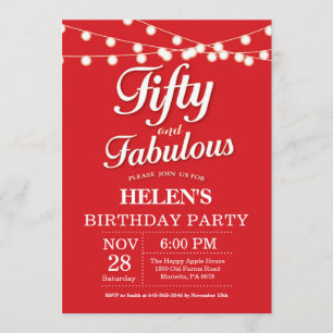 50th Birthday Invitation Red Fabulous