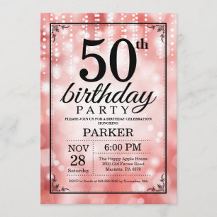50th Birthday Invitation Red Glitter