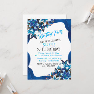 50th Birthday Invitation Template, Floral Invite,