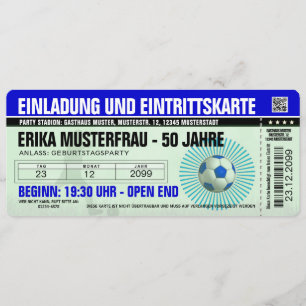 50th Birthday Invitation Template Soccer Blue