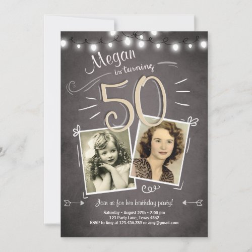 50th Birthday Invitation Vintage Fifty Birthday