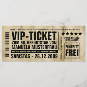 50th Birthday Invitation VIP Ticket