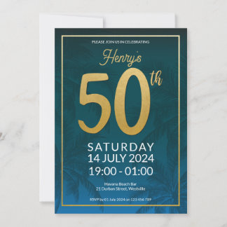 50th Birthday Invitation with Palm Trees