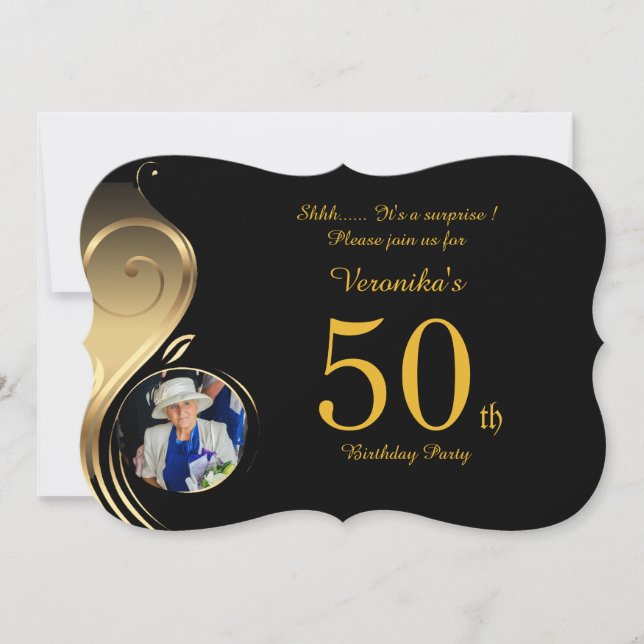 50th,Birthday Invitation Woman Any age,Photo,shape (Front)