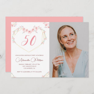 50th birthday invitations Boho Floral Photo