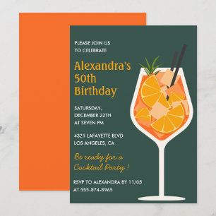 50th birthday invitations Cocktail Elegant Modern