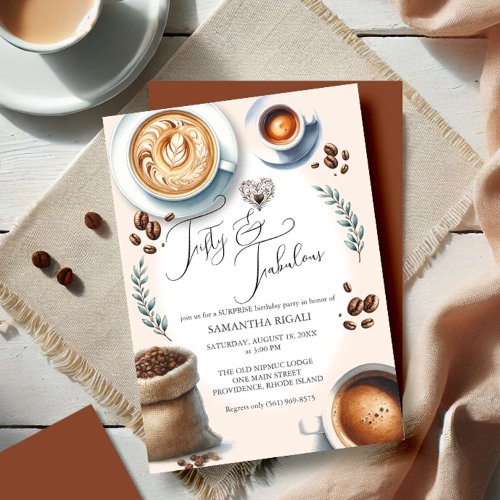 50th Birthday Invitations Coffee Themed