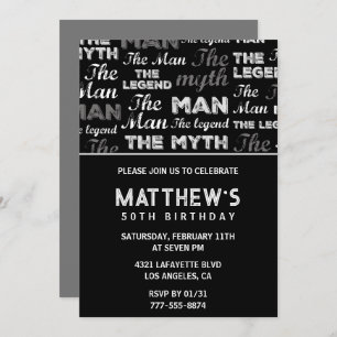 50th birthday invitations for him Men Myth Legend