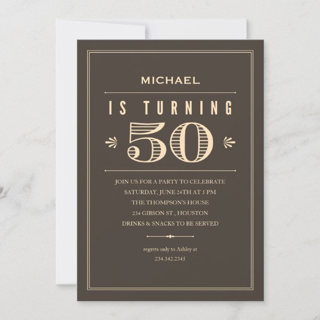 50th Birthday Invitations for Men (Front)