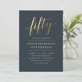50th Birthday Invitations -  Formal Faux Gold (Standing Front)