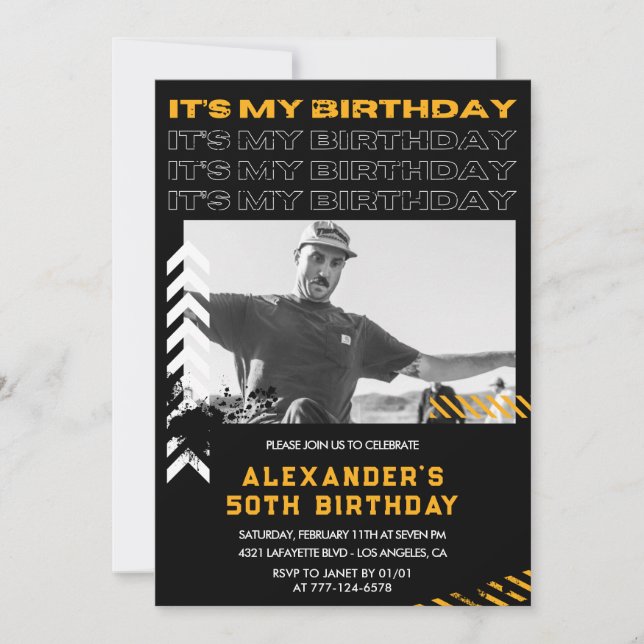 50th birthday invitations Men Photo Spray paint (Front)