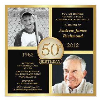 50th Birthday Invitations Then & Now 2 Photos