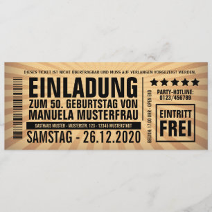 50th birthday invitations - ticket