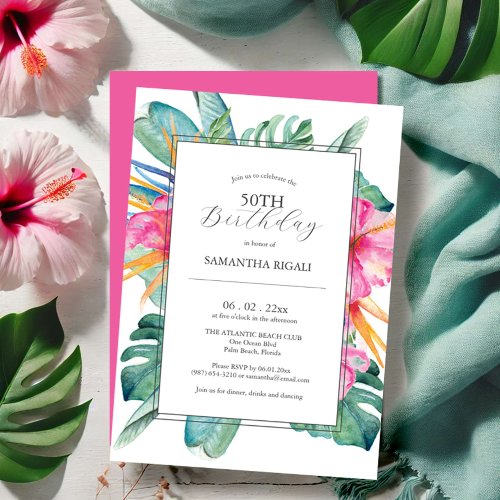 50th Birthday Invitations Tropical