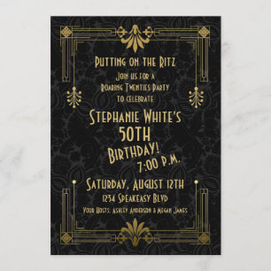 50th Birthday Invite Roaring 20s Twenties Art Deco