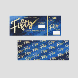 50th Birthday Invite Sapphire Blue Gold party Raffle Tickets