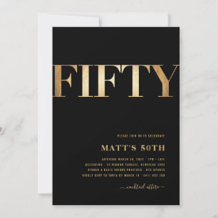 50th Birthday Invites Black and Gold