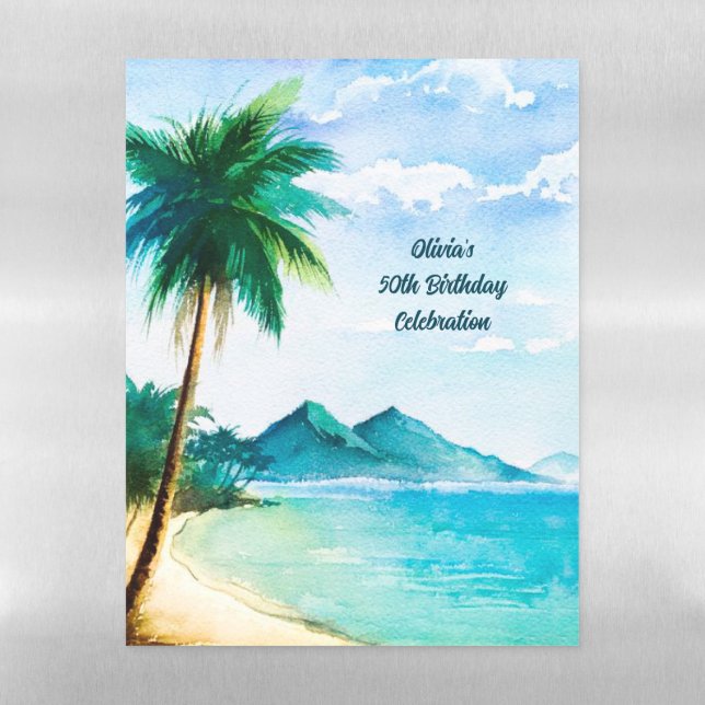 50th Birthday Island Cruise Ship Magnetic Dry Erase Sheet (Vertical)