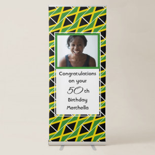 50th Birthday JAMAICA FLAG Custom Photo Retractable Banner