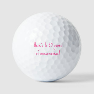 50th Birthday Lady Golfer Pink Quote Elegant Golf Balls