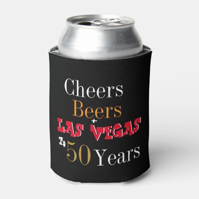 50th Birthday Las Vegas Cheers and Beers Party Can Cooler (Can Front)