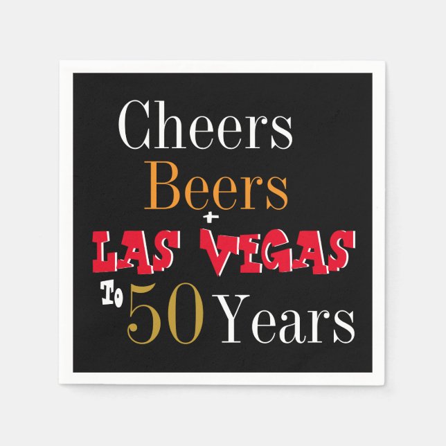 50th Birthday Las Vegas Cheers and Beers Party Napkins (Front)