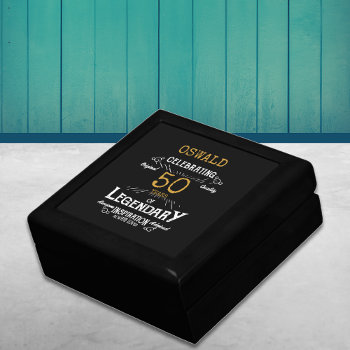 50th Birthday Legendary Black Gold Retro Gift Box by thecelebrationstore at Zazzle