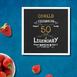 50th Birthday Legendary Black Gold Retro Napkins<br><div class="desc">For those celebrating their 50th birthday we have the ideal birthday party napkins with a vintage feel. The black background with a white and gold vintage typography design design is simple and yet elegant with a retro feel. Easily customize the text of this birthday gift using the template provided. Part...</div>