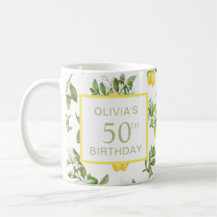 50th Birthday Lemon Citrus Botanical Coffee Mug