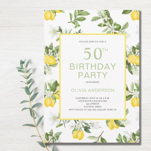 50th Birthday Lemon Citrus Invitation