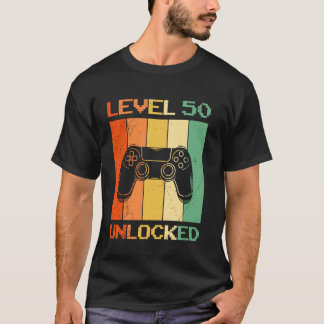 50th Birthday LEVEL 50 UNLOCKED Party B-Day Gaming T-Shirt