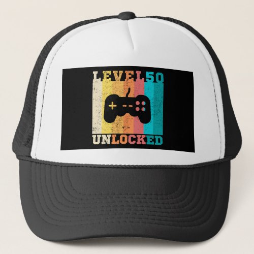 50th Birthday Level 50 Unlocked Trucker Hat