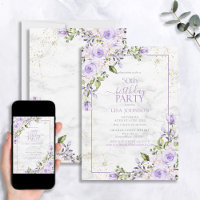 50th Birthday Lilac Lavender Watercolor Marble
