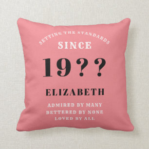 50th Birthday Loved Add Your Name Year Pink Throw Pillow