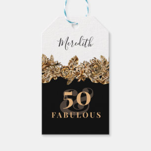 50th Birthday Luxury Golden Flowers Elegant Classy Gift Tags