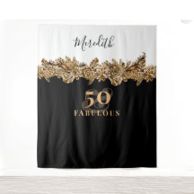 50th Birthday Luxury Golden Flowers Elegant Classy