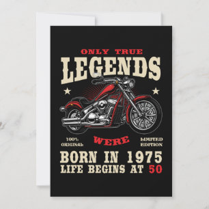50th Birthday Man Biker Motorcycle Chopper 1975 Invitation