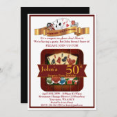 50th,Birthday Man Casino,Gambling Party,Las Vegas Invitation (Front/Back)
