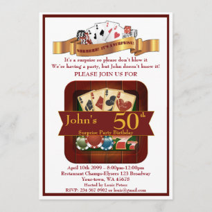 50th,Birthday Man Casino,Gambling Party,Las Vegas Invitation