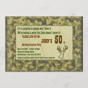 50th,Birthday Man,Party Man,Hunter,any age,deer Invitation