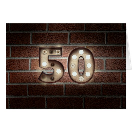50th birthday-marquee light sign on brick cards (Front Horizontal)