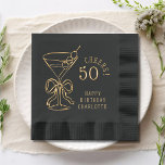 50th Birthday Martini Cheers Fifty Personalized Foil Napkins<br><div class="desc">50th Birthday Martini Cheers Fifty Fiftieth Birthday Personalized Name Real Foil Stamped Paper Napkins features the text "Cheers 50" with your personalized name and custom text such as "Happy Birthday" in modern calligraphy script typography and accented with a martini glass accented with a bow and olives. Perfect for fiftieth birthday...</div>