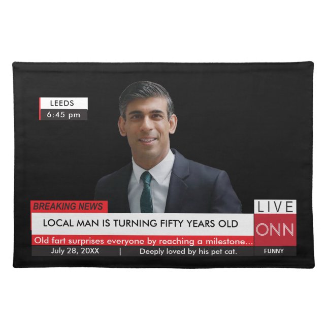 50th Birthday Mens Funny TV News 40th 60th Cloth Placemat (Front)
