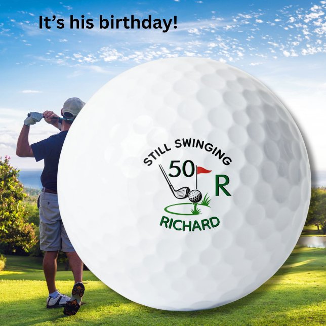 50th Birthday Men's Monogram Name Golf Balls (Creator Uploaded)