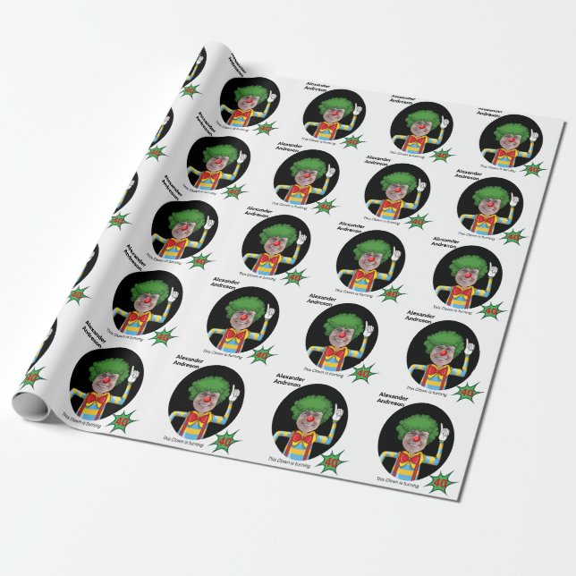 50th Birthday Mens New Funny Clown Epic Amazing  Wrapping Paper (Unrolled)