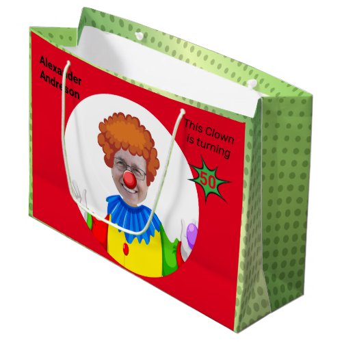 50th Birthday Mens New Funny Yellow Clown Epic Large Gift Bag