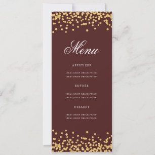50th Birthday Menu Gold Confetti Burgundy Invitation