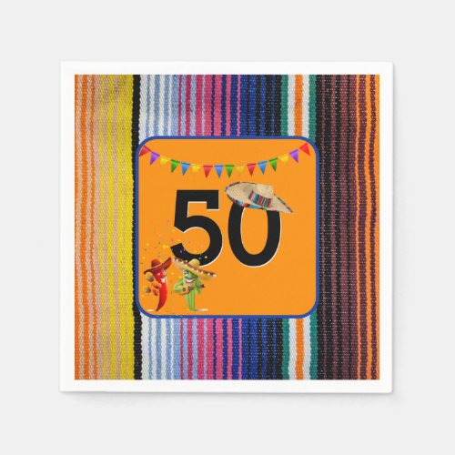 50th Birthday Mexican Design Napkins