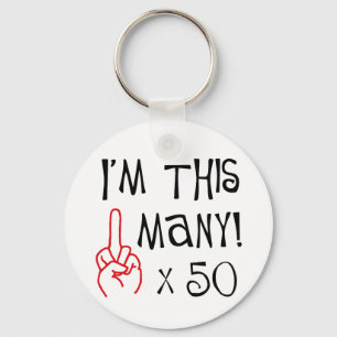 50th birthday Middle Finger Salute Keychain