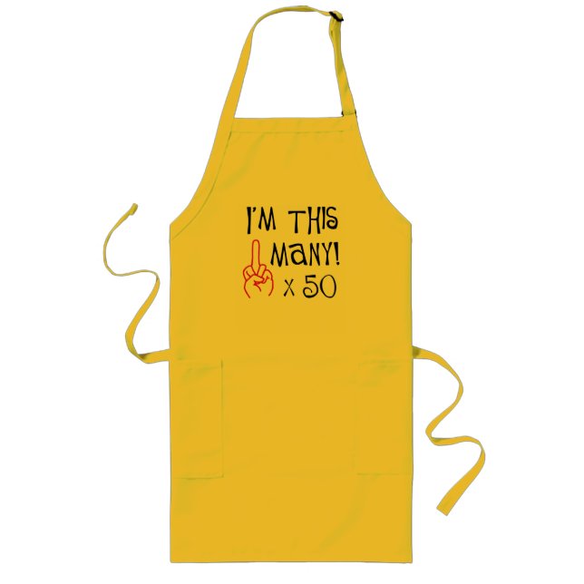50th birthday Middle Finger Salute Long Apron (Front)